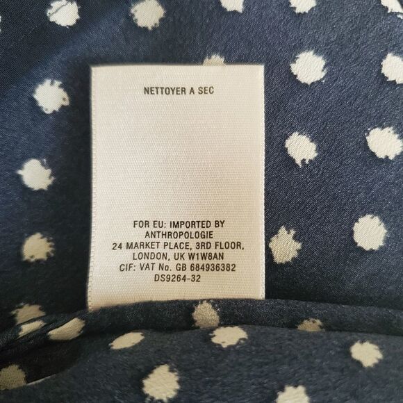 Anthropologie MaEve Preparation Polka-dot Button Down Belt Tie Dress Navy Small - Picture 9 of 9
